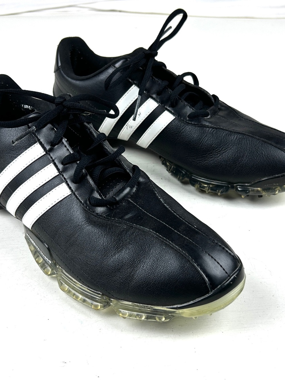 Adidas Tour Golf Shoe Black Striped Soft Spikes Mens US Size 10